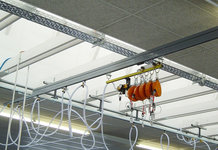 Equipment Crane in a fitting and installation company for windows